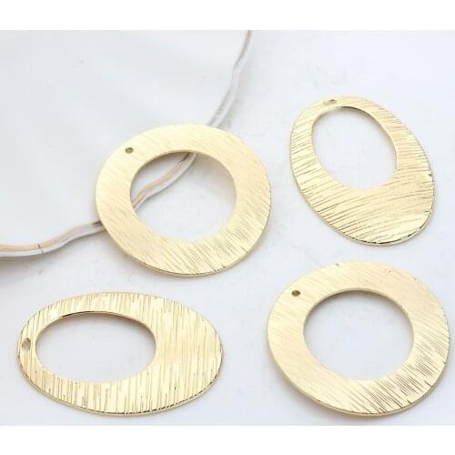 Zinc Alloy Golden Geometry Big Oval Round Hollow Charms Pendant For DIY Fashion Earrings Jewelry Making Finding Accessories