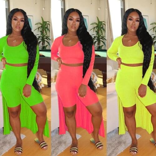 Ready to Ship 2021 Tight Fitting Striped Sexy Womens Lounge Three Piece Set Suits Women Clothing