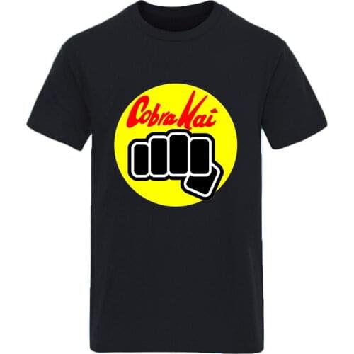 Cobra Kai Print Round Neck Cotton Mens T shirt Summer Harajuku Camisetas Tops Casual Hipster 2020 New Arrival Graphic Tshirts