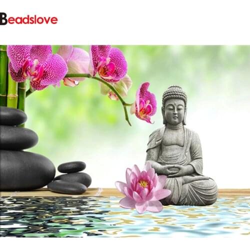 Rhinestone Painting DIY Diamond Painting Orchids Buddha Zen diamond Embroidery 5d mosaic Diamond cross stitch home decor