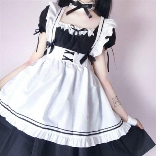 Kawaii Sexy Lolita Maid Dresses Japanese Dark Lolitas Outfit Big Size S-5xl Maid Lovely Cute Sweet Girls White Black Cosplay