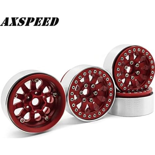 AXSPEED 1.9'' RC Wheels Rims Alloy Metal 25mm Beadlock Wheels Hubs for 1/10 RC Crawler Axial SCX10 CC01 F350 D90 90034