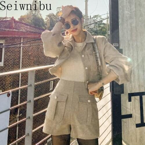 High-End Autumn Winter New Womens Sweet Thicken Woolen 2-Piece Set Lovely Cardigan Pearl Coat Tops + High Waist Skirt Suit