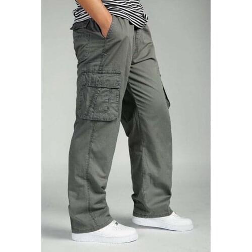 New Men Thin Pants Spring Summer Leisure Loose Overall Overalls Cotton Plus Size High Waist Cargo Pants Mans Trousers 5XL