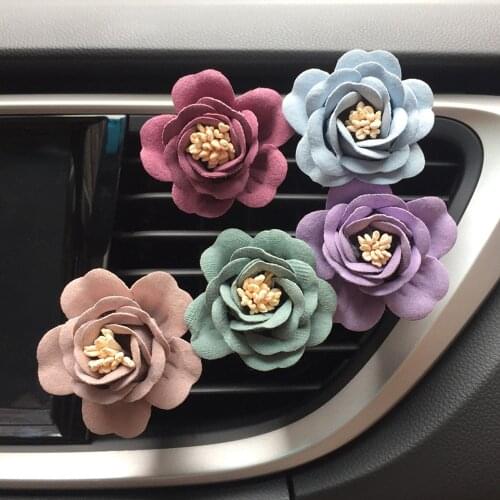 1pcs Romantic Camellia Air Freshener with Clip Car Styling Perfume For Air Condition Vent Car Accessories