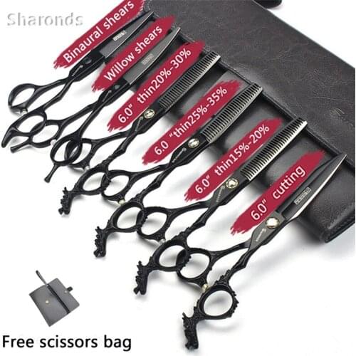 6 inch Barber high quality professional hairdresser hairdressing scissors cut custom thinning hairdresser special non-slip set