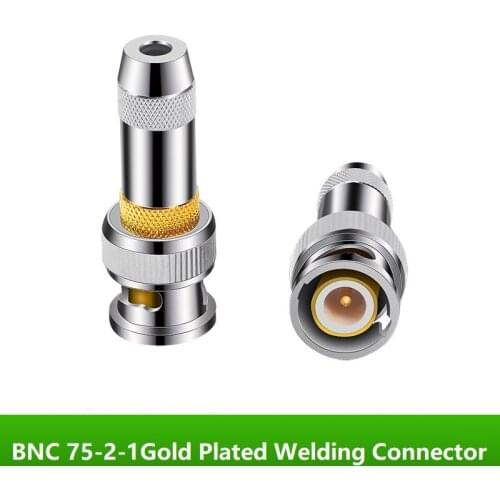 BNC 75-2-1 Gold Plated Welding Connector Pure Copper Video Plug Q9 Monitor Video Connector Soldering