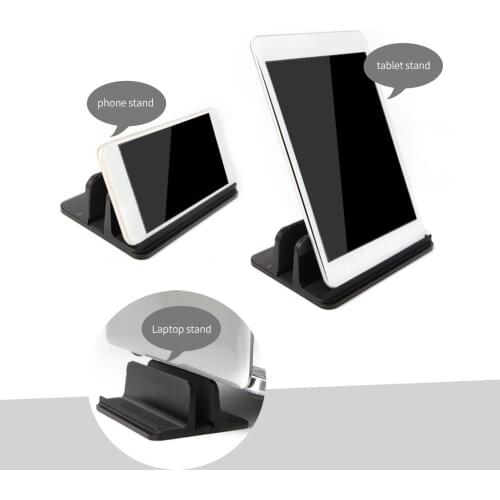 Width Adjustable Aluminum Alloy Laptop Vertical Stand Base Silicone Non-slip Laptop/Phone/Tablet Storage Base Black/Silver