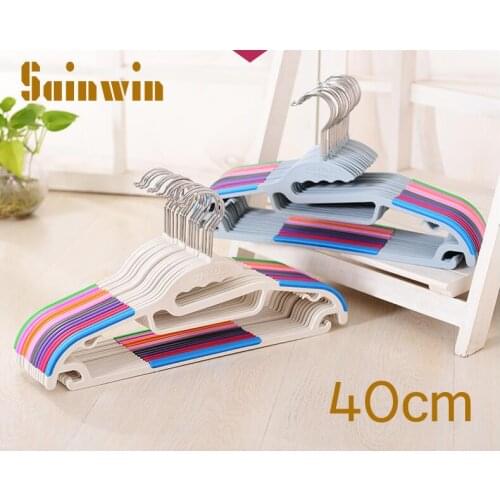 Sainwin 10pcs/lot 41.5cm Plastic slip-resistant hanger adult clothes hanging pants rack clothing support hangers for clothes