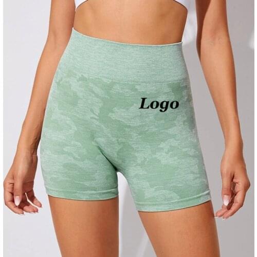 Camo Seamless Shorts Women High Waist Fitness Workout Yoga Shorts Push Up Hip Super Stretchy Sports Running Gym Exercise Shorts