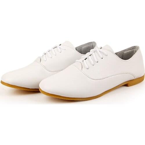 Spring women oxford shoes ballerina flats shoes women genuine leather shoes moccasins lace up loafers white shoes