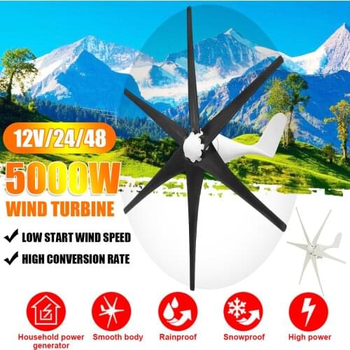 5000W Wind Generator 12V/24V/48V 6 Blade Wind Turbines Horizontal Home Powers Windmill Energy Turbines Charge