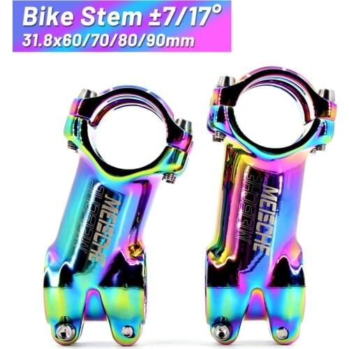 Meische MTB Road Bicycle Stem 7 17 Degree Ultralight Color Bike Stem 31.8mm 60/70/80/90mm Bicycle Power Mountain MTB Parts