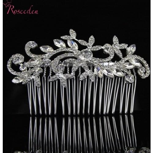 2016 Koreand style women alloy hair combs bridal wedding hairpins clear crystal rhinestone Wedding Crown Hair Jewelry RE364