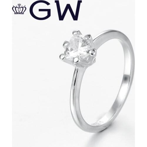 100% 925 Sterling Silver Clear Crystal Ring Love Symbol Fashion Rings Best Christmas Gift For Women Jewelry Making