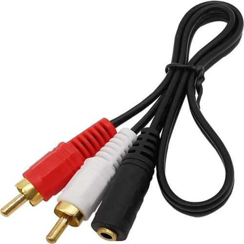 1Pcs 2 Male RCA to 3.5mm Female Stereo Plug Cable Audio Headphone Y Splitter Wire Connector Length 40CM
