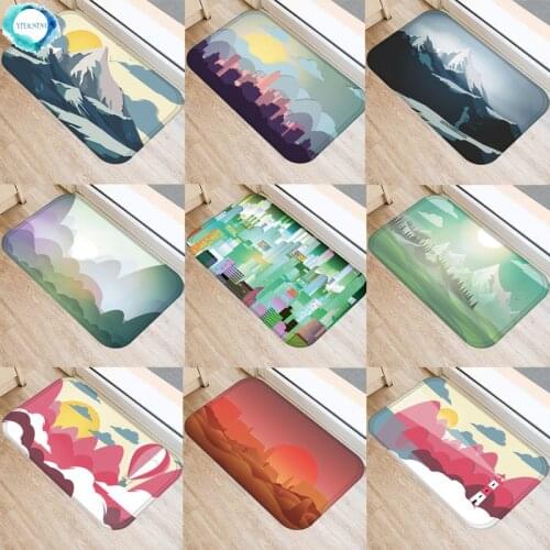 1PC 40x60cm Forest Tree Anti-Slip Doormat Kitchen Entrance Door Mat Flannel Carpet Colorful Indoor Floor Mats Rugs