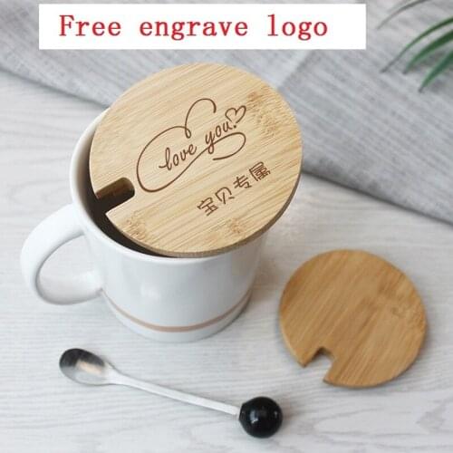 100pcs/lot Free engrave logo various sizes bamboo cup coffee mug jar glass cans wooden lid bottle bamboo cover Factory wholesale