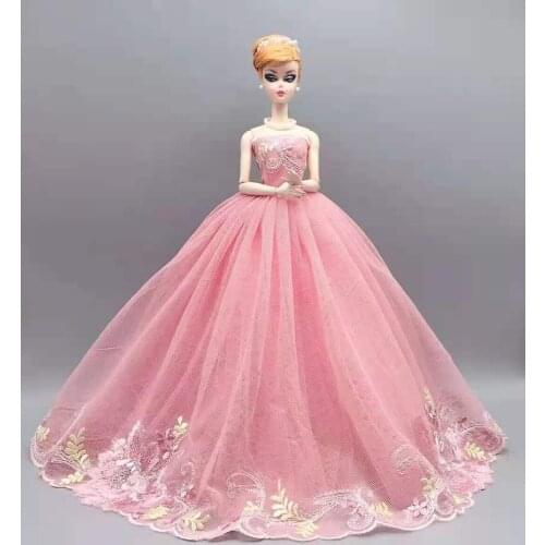 11.5" Pink Floral Wedding Dresses For Barbie Doll Outfits 1/6 BJD Accessories For Barbie Clothes Princess Gown Kids DIY Toy Gift