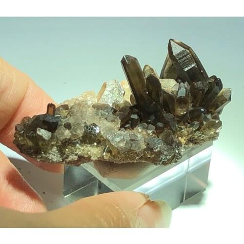 13.3gNatural tea crystal cluster mineral smoked Quartz Healing round vein teaching stone home decoration CRYSTAL QUARTZ GEM