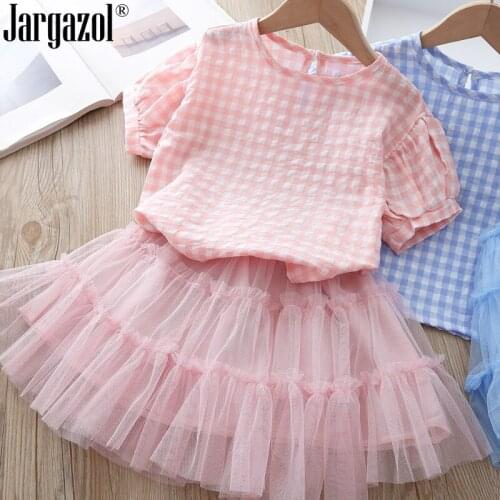 2020 Kids Girls Clothes Set Long Sleeve Fashion Clothing Sets for Children Summer Wear Blouse Shirt and Lace Skirt Drop Shipping
