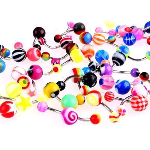 30 Pcs Body Navel Rings Colorful Sexy Belly Bars Body Piercing Button Ring Navel Barbell Jewerly Body Jewelry piercing ombligo