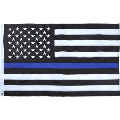 50pcs 90*150cm Blue Line USA Police Flags 3x5 Foot Thin BlueLine Flag American Banner SN973