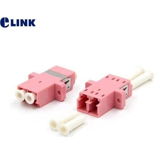 50pcs LC UPC duplex OM3 fiber optic adapter aqua LC ftth coupler DX optical fibre dual connector flange free shipping IL