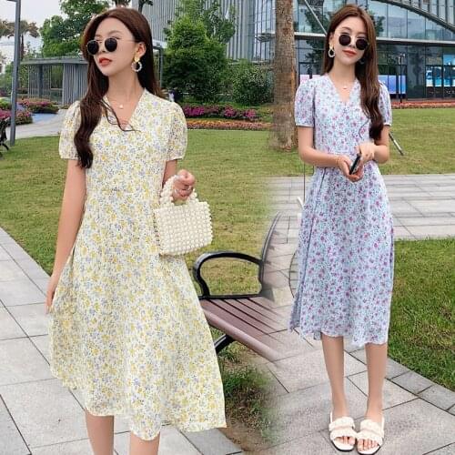 71065# Maternity Clothes Nursing V Neck Dress Loose Stylish Dress Pregnant Women Pregnancy Clothes Breastfeeding Dress