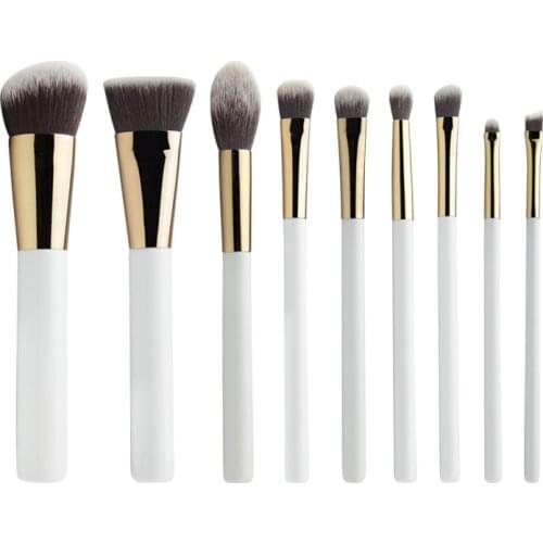 9pcs/set White Makeup brushes whole set Blusher sculpting Foundation Eyeshadow make up kit smudge highlighter eyebrow brush