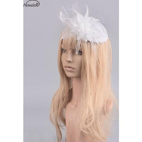 White Pillbox Hat Netting Bead Fascinator Bridal Women Wedding Party Hair Clip Jewelry