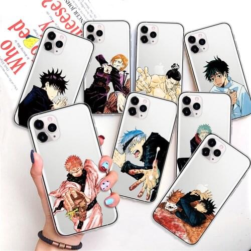 Anime Jujutsu Kaisen Phone Case for Iphone 12 11 Pro X Xs Max XR 7 8 Plus Yuji Itadori Fushiguro Megumi Clear Soft TPU Cover