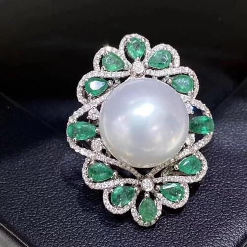 D115 Fine Pearl Ring Jewelry 925 Sterling Silver Natural Fresh Water 12-11mm White Peals Rings for Women Fine Pearls Rings