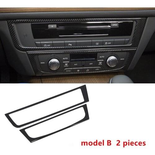Carbon Fiber Black Color Center Console CD Frame Decoration Cover Trim 2Pcs For Audi A6 C7 2012-2018 LHD Car Styling Modified
