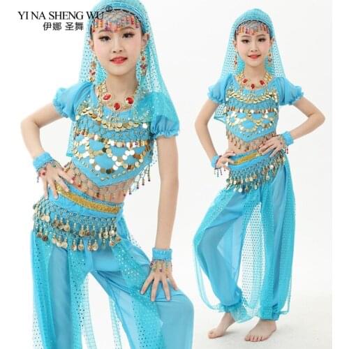 Belly Dance Clothes Children Costume Bellydance 3pcs Set Costumes for Kids Belly Dancing Girls Bollywood Indian Performance Sets