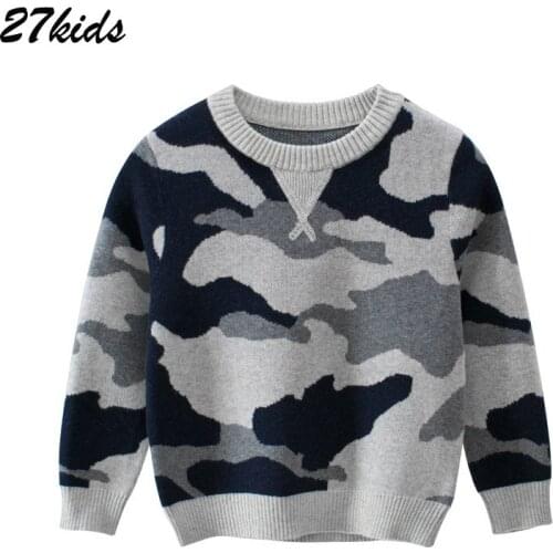 27kids Boys Baby Camoufla Knitted Christmas Sweater Boy Kids Winter Clothes Childrens Jumpers Sweaters Pullovers 2-9 years