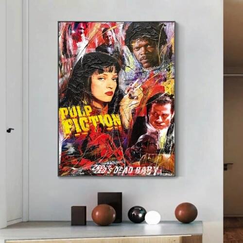 Graffiti Art Pulp Fiction Classic Movie Canvas Art Posters and Print Vintage Canvas Paintings on The Wall for Home Decor Picture