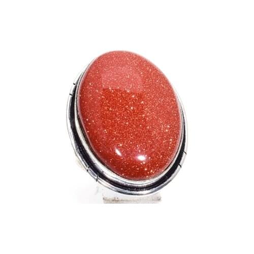 Sunstone Ring Silver Overlay over Copper , Size: 7.75 , R5401