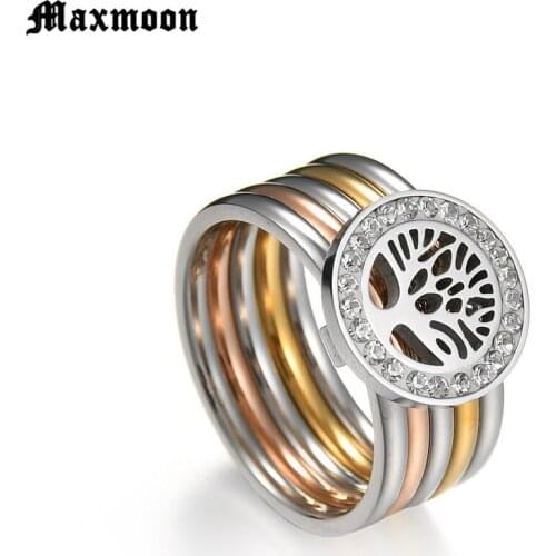 Maxmoon Beautiful Silver Color tree of life ring hollow fashion unique novelty brand design women lady gift men unisex cute gift