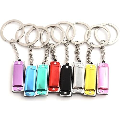 Mini Car Key Ring Harmonica Keychain Kid Harmonica Toy Gift 1pc 4 Holes 8 Tone