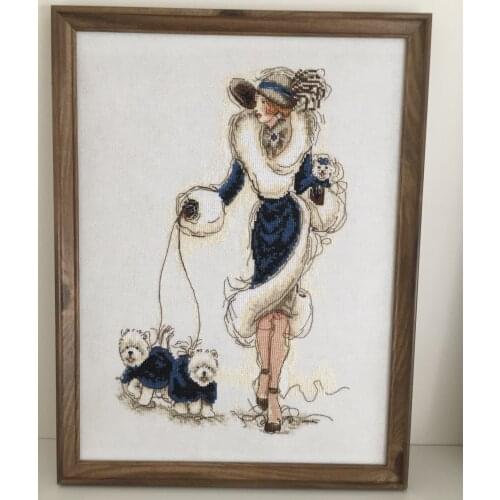Rich woman with dogs Embroidery Set Beautiful Needlework, DIY Similar DMC Cross Stitch,Sets For Counted Embroidery kits