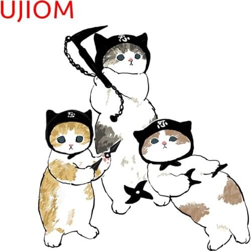 UJIOM Pirate Mofu Sand Cats Wallsticker Cartoon Animal Sticker Wall Art Waterproof Decal Home Decoration Bedroom Living Room