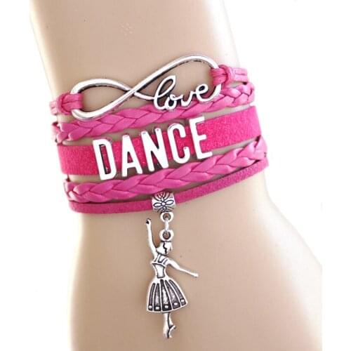 NEW ARRIVED Love Dance to Infinity and Beyond Bracelet Dancer Wrap Bracelet Hot Pink Black Friend Gift Suede Leather Bracelet