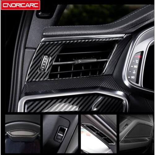 Stainless Steel Air Conditioner Vents Cover Trim For Audi A6 C8 2019 Carbon Fiber Color Door Audio Speaker Frame Decoration