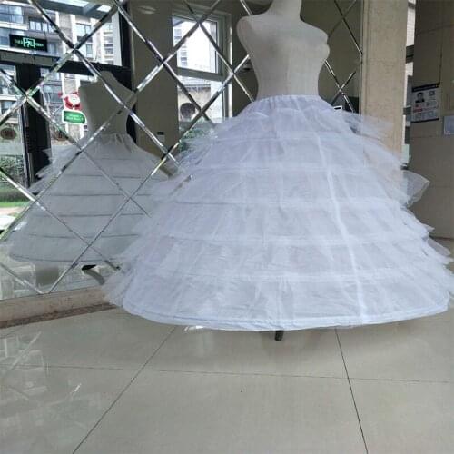 6 Hoop Yarn White Petticoat Lengthening Wedding Accessories Vestido Longo Ball Gown Crinoline Underskirt In Stock
