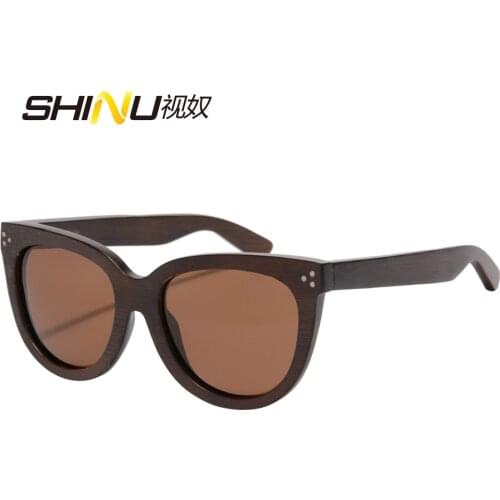 Popular Polarized Wooden Glasses Carbonized Bamboo Sun Glasses Nature Bamboo Sunglasses With Metal Dots Occhiali Da Sole Donna