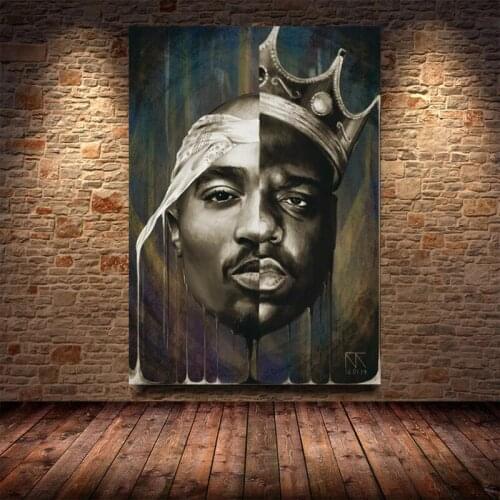 Portrait of Big and Tupac Canvas Paintings Wall Posters and Prints 2Pac Modern Wall Art Pictures for Living Room Home Decor