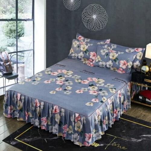 Top Modern Printing Top Bed Skirt Home Textile Bedding 3pcs/set(1Bed Skirt + 2pcs Pillowcase) Bed Sheet King/Quee Bed F0603