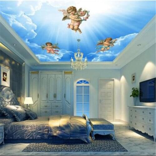 Beibehang Custom Simple Modern Ceiling Wallpaper 3d Mural European Living Room Hotel Ceiling Papel De Parede Angel 3d wallpaper
