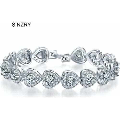 SINZRY Latest Design Heart Shape cut cubic zircon exquisite romantic love wedding bracelets for women top quality